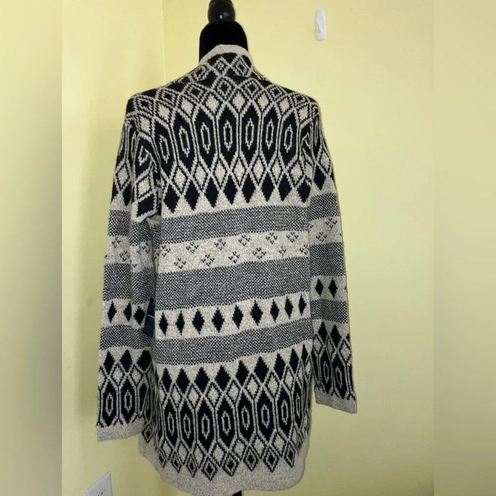 LUCKY BRAND NEW Aztec design waterfall open cardigan sweater sz L western GIFT - Picture 2 of 7